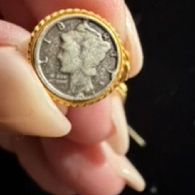 Vintage Coin Lapel Pin Tie Tack  Mercury Dime